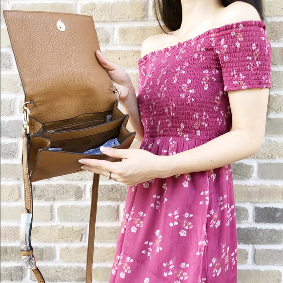 Tory Burch Bombe T Combo Crossbody Messenger Bark - Picture 6 of 8